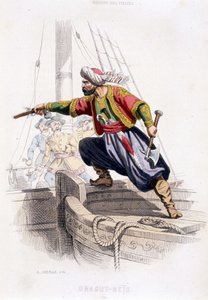 Dragut 的肖像 - Reïs，16 世纪的土耳其海盗 - 在“海洋和地中海的愿望和海盗的历史”中，P. Christian，巴黎，D. Cavaillés 编辑，Tome 1 作者 法语学校