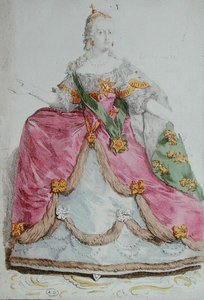 俄罗斯女皇凯瑟琳二世（1729-96）的肖像，18世纪末（彩色雕刻）。 作者 法语学校