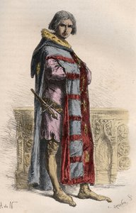 法国商人和政治家艾蒂安-马塞尔（1315-1358）的肖像--艾蒂安-马塞尔（1310-1358）巴黎商人的省长--来自 "L