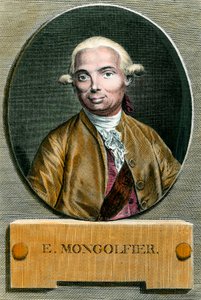 热气球的发明者Etienne de Montgolfier（1745-1799）的肖像。18世纪的雕版画。私人收藏。 作者 法语学校