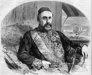 福阿德（Fuad）帕夏（1815-1869）的画像，土耳其政治家和大使。莫兰在7月10日《图解世界》第65期上的版画。 作者 法语学校