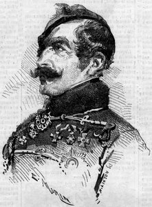 弗朗茨-冯-施利克（1789-1862）的肖像，1859年起义期间在意大利的奥地利军队的指挥官，陆军元帅。6月25日《世界画报》第115期上的版画。 作者 法语学校