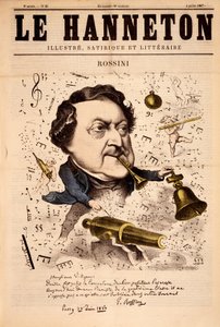 焦阿基诺·罗西尼 (1792-1868) 的肖像 - 在 04/07/1867 的“”Le Hanneton”中 作者 法语学校