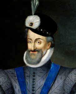 亨利四世（1553-1610）法国国王的画像。细节。17世纪的匿名法国绘画。布面油画。尺寸：0,95x1,13米。必须提及。卢瓦尔河畔的苏利，苏利城堡 作者 法语学校