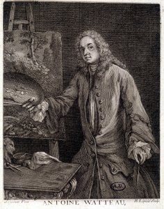 法国画家让-安托万-华托（1684-1721 年）的肖像 - 版画 作者 法语学校