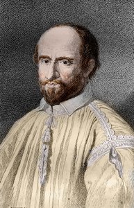 Jean Duvergier de Hauranne（1581-1643），圣西兰神父，法国宗教和神学家詹森主义者的肖像（Jean du Vergier de Hauranne，圣西兰神父（1581-1643）将詹森主义引入法国的法国僧侣）雕刻来自“ 神秘人 作者 法语学校