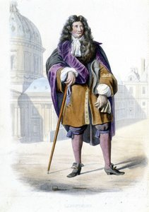 Portrait of Jean de La Fontaine, French writer (1621-1695) - in Ed. Mennechet, “” Le Plutarque francais”” 作者 法语学校