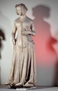 贝里公爵的妻子让娜-德-布洛涅（1340-1416）的肖像，1385年普瓦提埃司法宫的雕塑。巴黎，英国古迹博物馆 作者 法语学校