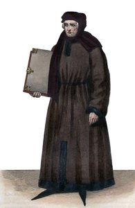 John Froissart（1337-1404）的肖像，中世纪法国的法国编年史家。 作者 法语学校