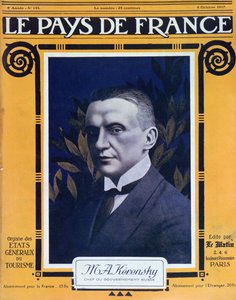 1917年10月4日，法国杂志Le Pays de France的封面Kerensky的肖像 作者 法语学校