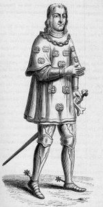 Portrait of Louis de Malet, lord of Graville (ca. 1441-ca. 1519), admiral of France in 1487, in war and tournament costume. Engraving In “La Marine et les colonies: commerce” 作者 法语学校