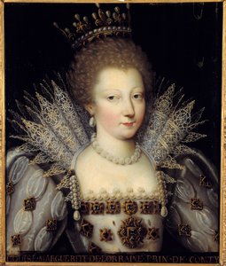 路易丝·玛格丽特·德·洛林 (Louise Marguerite de Lorraine) 的肖像，17 世纪法国画派康帝王妃绘画。 Dim 0,57 x 0,47 m 尚蒂伊，康德博物馆 作者 法语学校