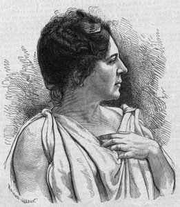 阿加夫人（Marie Leonide Charvin，dit）（1836-1891）的肖像，法国喜剧演员。1895年11月21日 "La gazette du dimanche "上的版画。 作者 法语学校