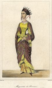 Portrait of Marguerite de Provence (1221 - 1295), Queen of France, wife of Louis IX. Engraving 19th century. 作者 法语学校