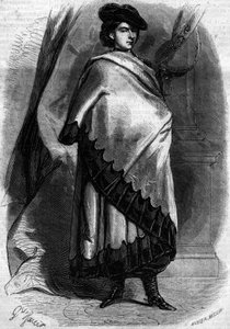 玛丽-索菲-阿梅利（1841-1925）的肖像，巴维尔公爵夫人和两西西里女王，弗朗索瓦二世的妻子，身着卡拉布里亚服装。1860年12月29日《世界画报》第194期的版画。 作者 法语学校