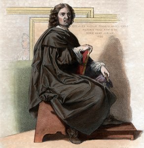 Nicolas Poussin（1594-1665）的肖像，法国画家。 作者 法语学校