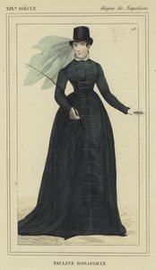 Pauline Bonaparte的肖像（彩色雕刻） 作者 法语学校