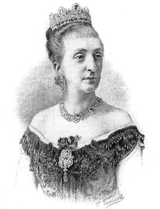 巴黎伯爵夫人玛丽-伊莎贝尔（Marie-Isabelle）-奥尔良（1848-1919）的画像。刊登在《世界画报》上的版画，1886年5月22日。 作者 法语学校