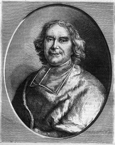 Andre Hercule de Fleury（1653-1743）的红衣主教肖像，红衣主教，路易十五的首相。莫里斯-拉夏尔（Maurice Lachatre）著的《历代教皇-资产-皇后和皇帝的历史》中的雕版画 作者 法语学校