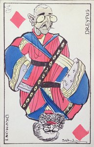 Alfred Dreyfus（1859-1935）和Edouard Drumont（1814-1917）的明信片漫画，19世纪末 作者 法语学校