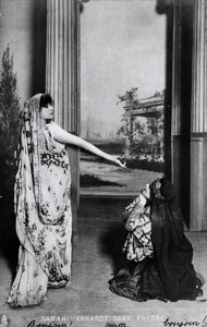 明信片描绘Sarah Bernhardt（1844-1923）在Phedre by Jean Racine（1639-99）19世纪末 作者 法语学校