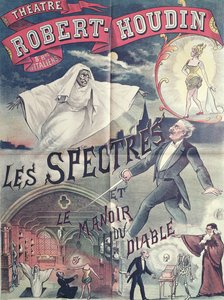 海报广告Ghosts和恶魔之家在剧院Robert-Houdin，巴黎，1870年