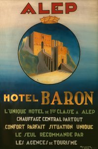 海报广告在阿勒颇的Baron酒店，c.1920