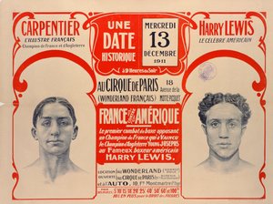 宣传Carpentier和Harry Lewis之间拳击比赛的海报，1911年