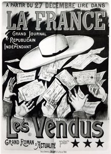 海报宣传小说Les Vendus处理巴拿马事件，c。 1892年至1895年