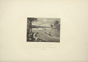 在Jaen de Bracamoros省张贴信件，插图来自Alexander von Humboldt和Aime Bonpland的《Vues des Cordillères et Monumens des Peuples Indigènes de l
