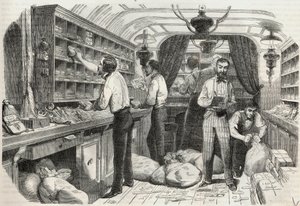帖子: interieur du bureau ambulant - Edmond Texier 1852年在 "Tableau-de-Paris "的雕刻作品 作者 法语学校
