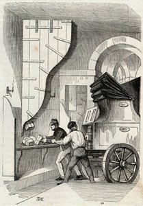 帖子: 装载后备箱的帖子 - 埃德蒙-特克西尔1852年在 "巴黎表 "中的雕刻作品 作者 法语学校