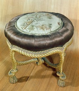 Pouffe，第二帝国风格（木材和丝绸）