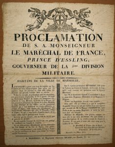 Proclamation to the inhabitants of the city of Marseille, dated March 9 作者 法语学校