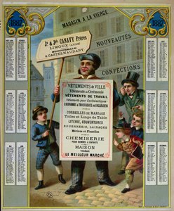 1887年广告Canavy Freres裁缝和小百货的促销日历，c.1886 作者 法语学校