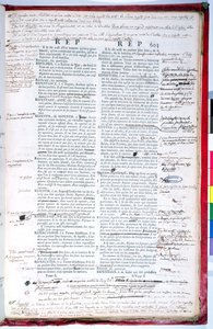 打样页面，包含法语学院词典版本的更正（纸上墨水）（另请参阅179945） 作者 法语学校
