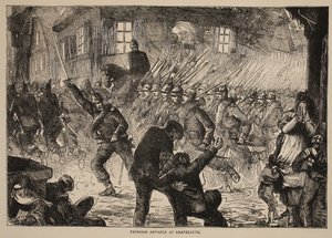 普鲁士人在Gravelotte前进，插图来自Cassells法国和德国之间的战争历史，1870-1871 作者 法语学校