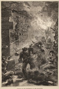 1871年5月在地下墓穴中追捕叛乱分子，插图来自卡塞尔斯法国与德国之间的战争历史，1870-1871 作者 法语学校