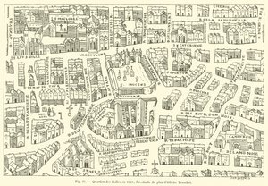 1550年的Quartier des Halles，传统的Olivier Truschet的计划 作者 法语学校
