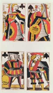 女王和杰克扑克牌（彩色木雕） 作者 法语学校