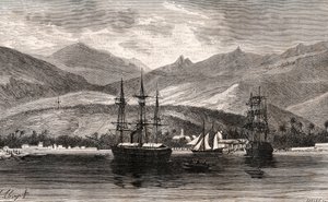 Rade de Taiti - Tahiti - engraving in “La France illustree: geographie, histoire, administration statistique” by V.A. Malt-Brown. 1884 作者 法语学校