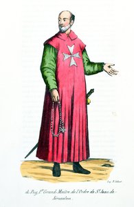 Raymond de Puy（1120-5860）耶路撒冷圣约翰勋章的第一位大师，1842年Helyot神父的修道院命令的历史和服装插图 作者 法语学校
