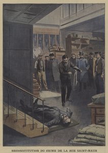 重建巴黎圣莫尔街的一起谋杀案（彩色石版画） 作者 French School