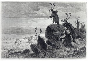 石器时代的驯鹿狩猎，来自LHomme Primitif的插图，作者：Louis Figuier（1819-94），由Hachette出版，1870年 作者 法语学校