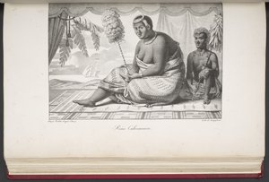 Reine Cahoumanou，Habitans des iles Sandwich，选自 Voyage pittoresque autour du monde, avec des portraits de sauvages d