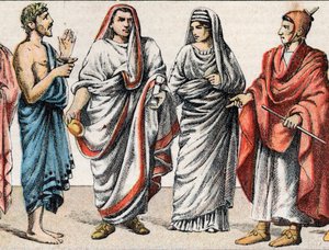 古代宗教服装：来自希腊牧师、祭祀部长、古罗马大教皇（Pontifex maximus）、维斯塔、古罗马女祭司和火烈鸟（flamen）的肖像，罗马牧师致力于崇拜一个人 上帝 作者 法语学校