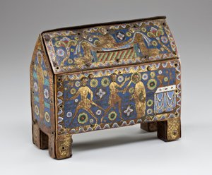 Reliquary chasse描绘了Thomas Becket，利摩日的殉难，c.1210（铜合金和珐琅木芯）
