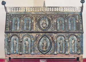 Limousin学校St. Viance的圣物箱，c.1230-50（镀金铜和珐琅） 作者 French School