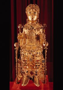 圣福伊的圣物雕像，c.980（金，银，木，宝石和半宝石）（见69382和162668） 作者 法语学校
