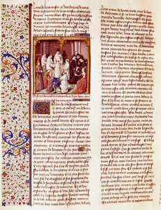 圣贝尔纳（San Bernardo di Chiaravalle）（1090-1153 年）的孩子。他在画面的中间，头上有一个光环。文森特-德-博瓦（Vincent de Beauva）所作《历史的记忆》（Speculum Historiale）（1196 毫秒，372 对开页）中的微型画 作者 法语学校